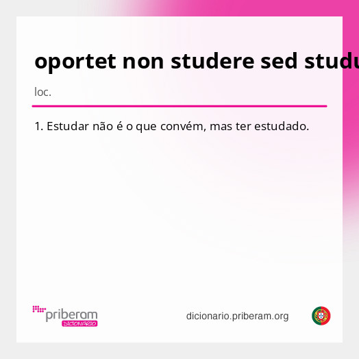 Significado de oportet non studere sed studuisse
